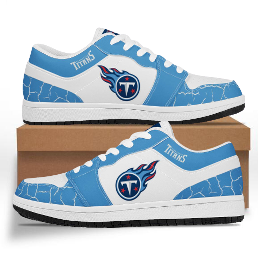 Women's Tennessee Titans Low Top Leather AJ1 Sneakers 001